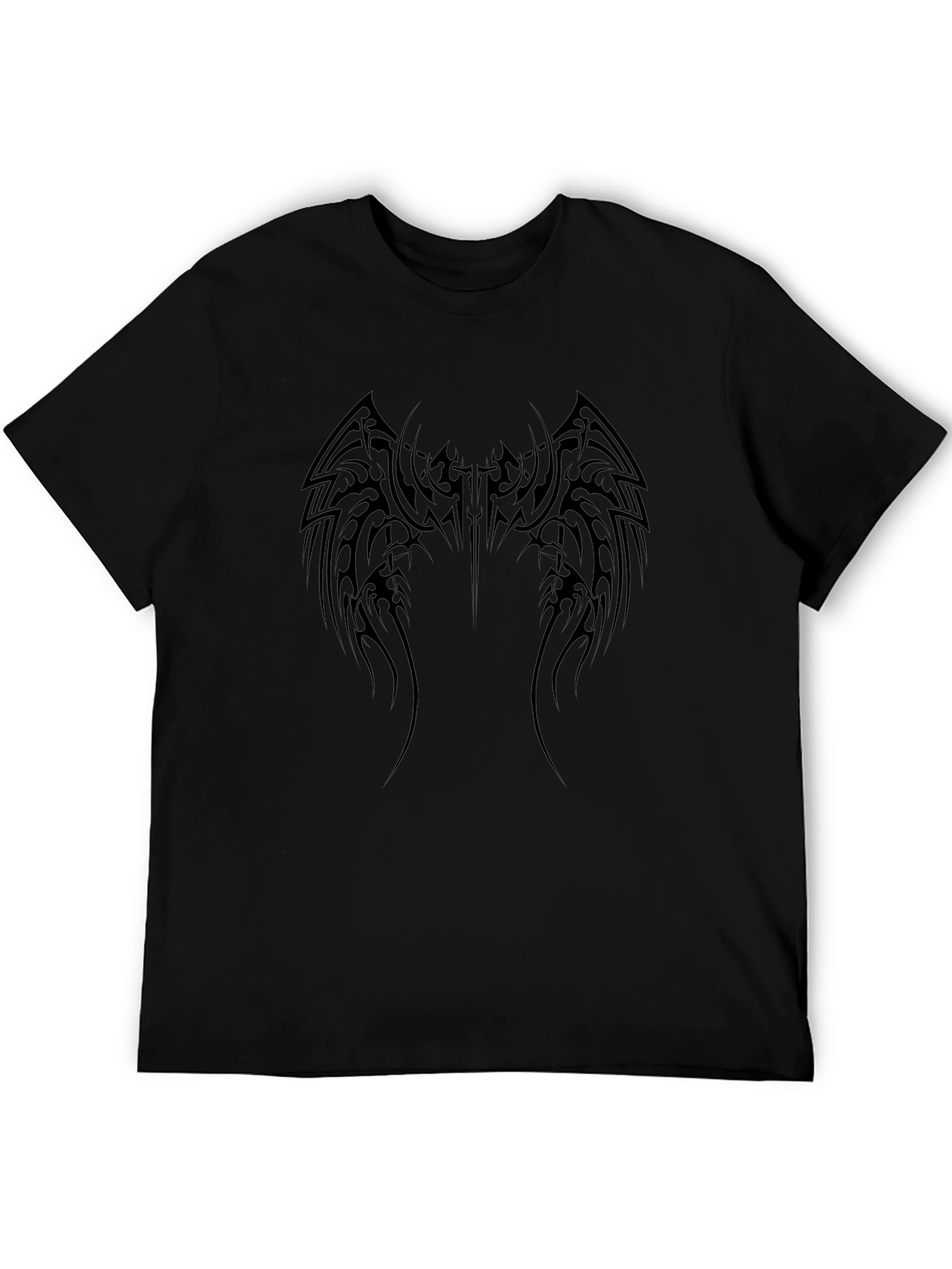 Camiseta Negra Hombre Diseño Tribal Alas