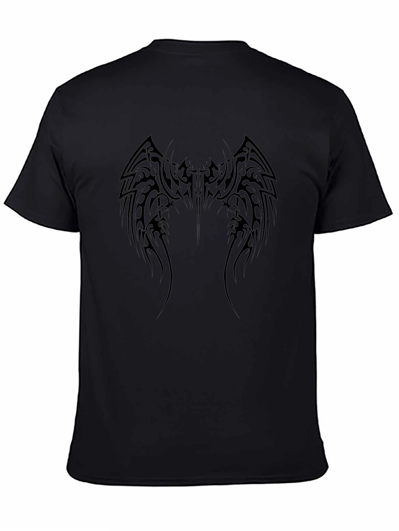 Camiseta Negra Hombre Diseño Tribal Alas