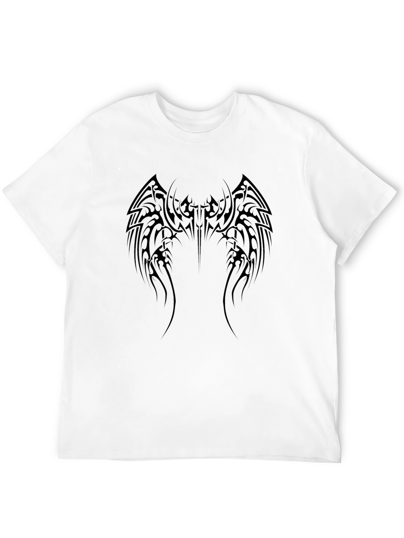 Camiseta Negra Hombre Diseño Tribal Alas