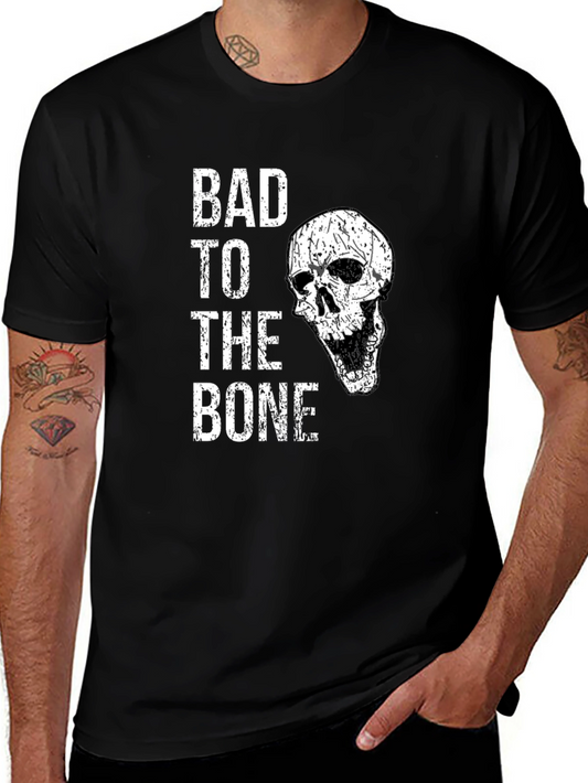 Camiseta Negra Bad to the Bone con Calavera