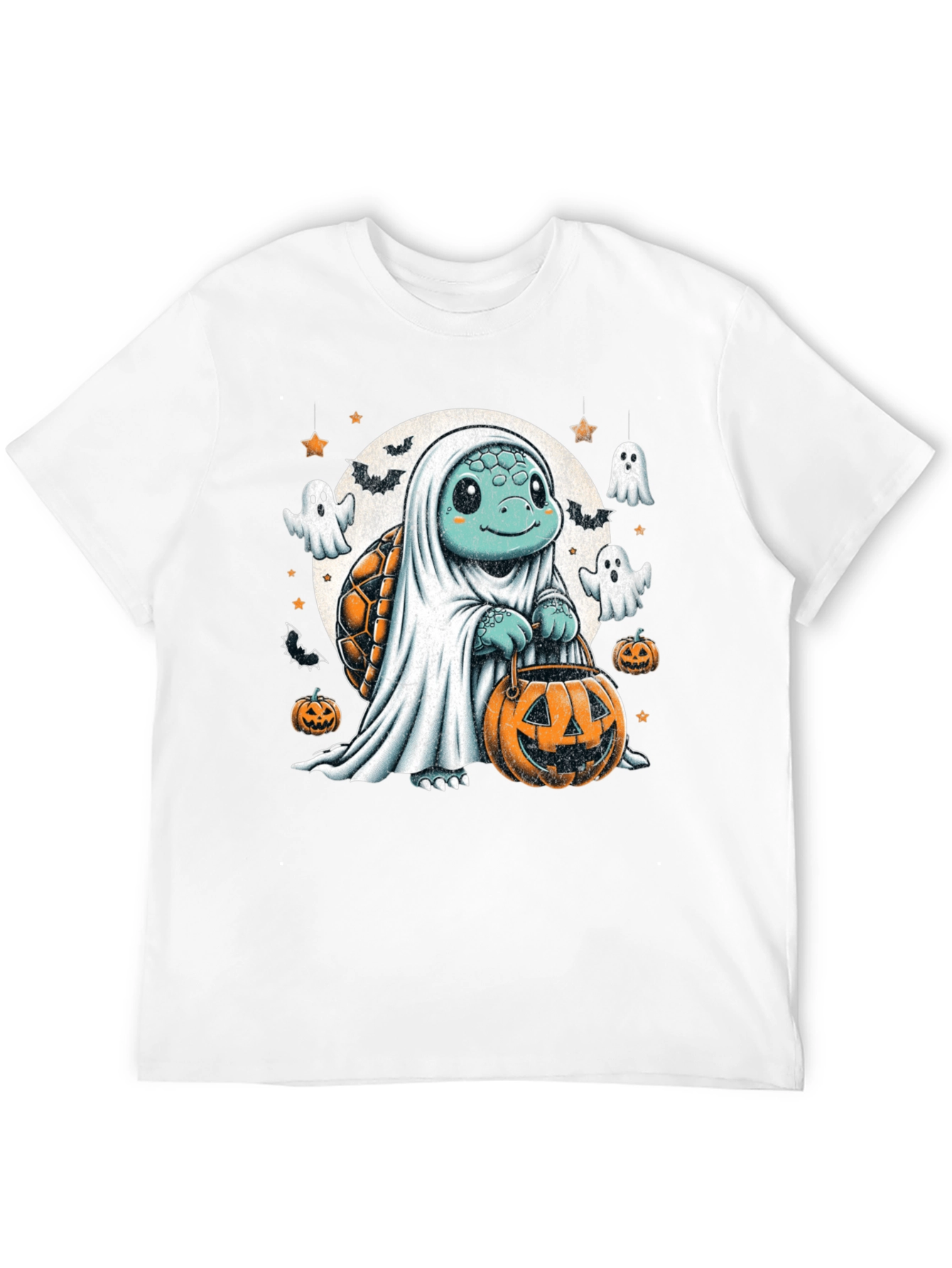 Camiseta Negra con Tortuga Fantasma de Halloween