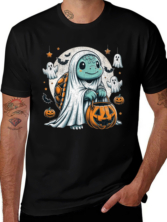 Camiseta Negra con Tortuga Fantasma de Halloween
