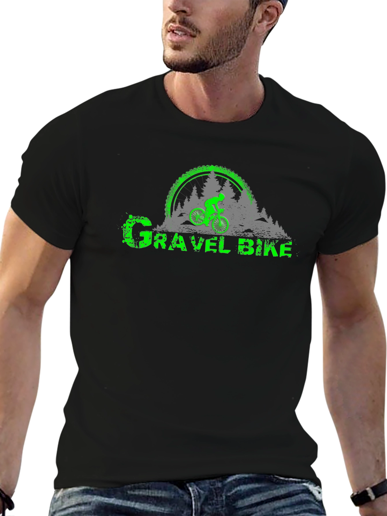 Camiseta Negra Gravel Bike para Ciclismo de Aventura