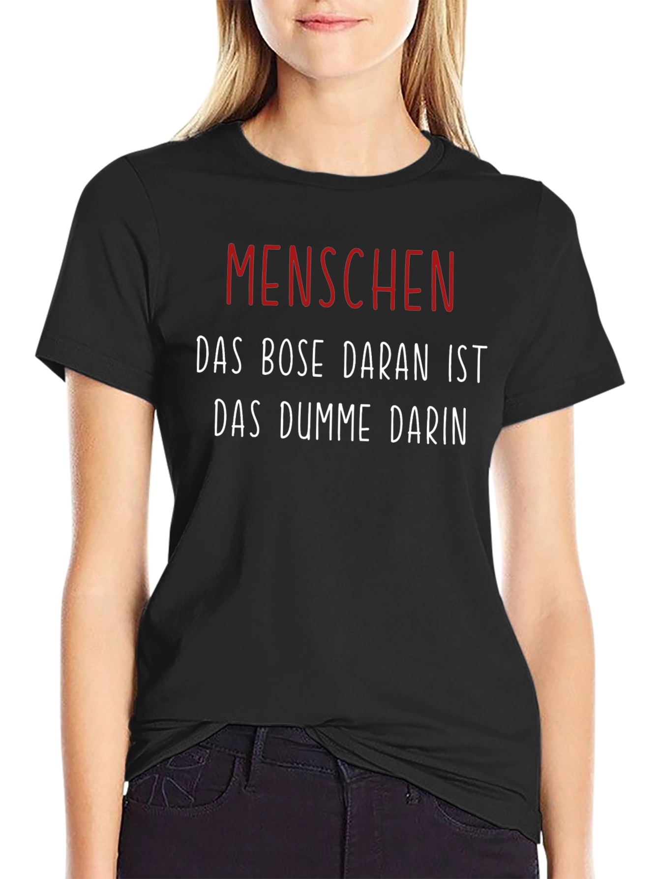 Camiseta Negra con Mensaje Alemán Menschen