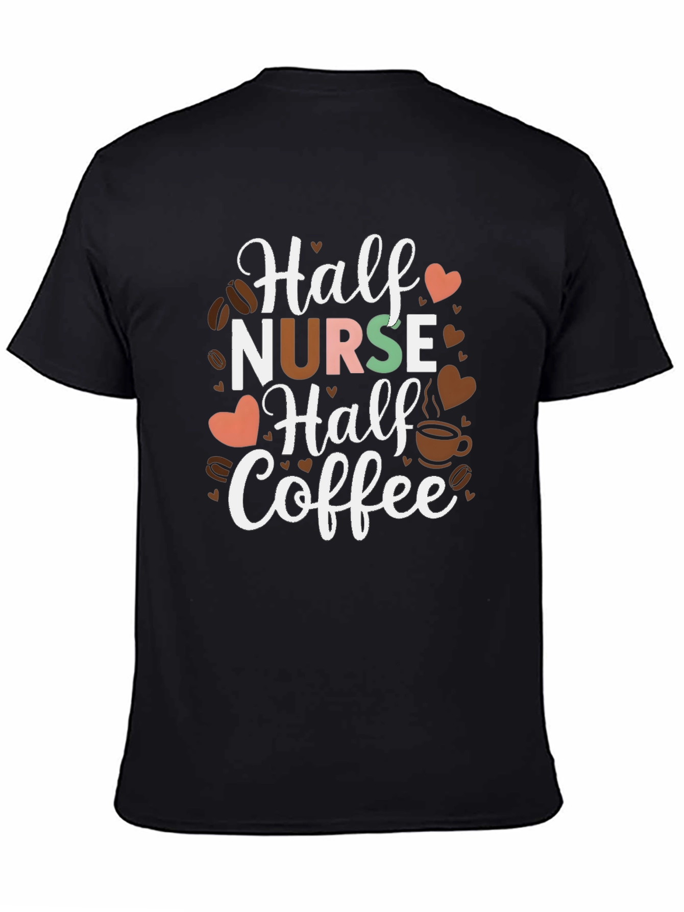 Camiseta Negra Mitad Enfermera Mitad Café