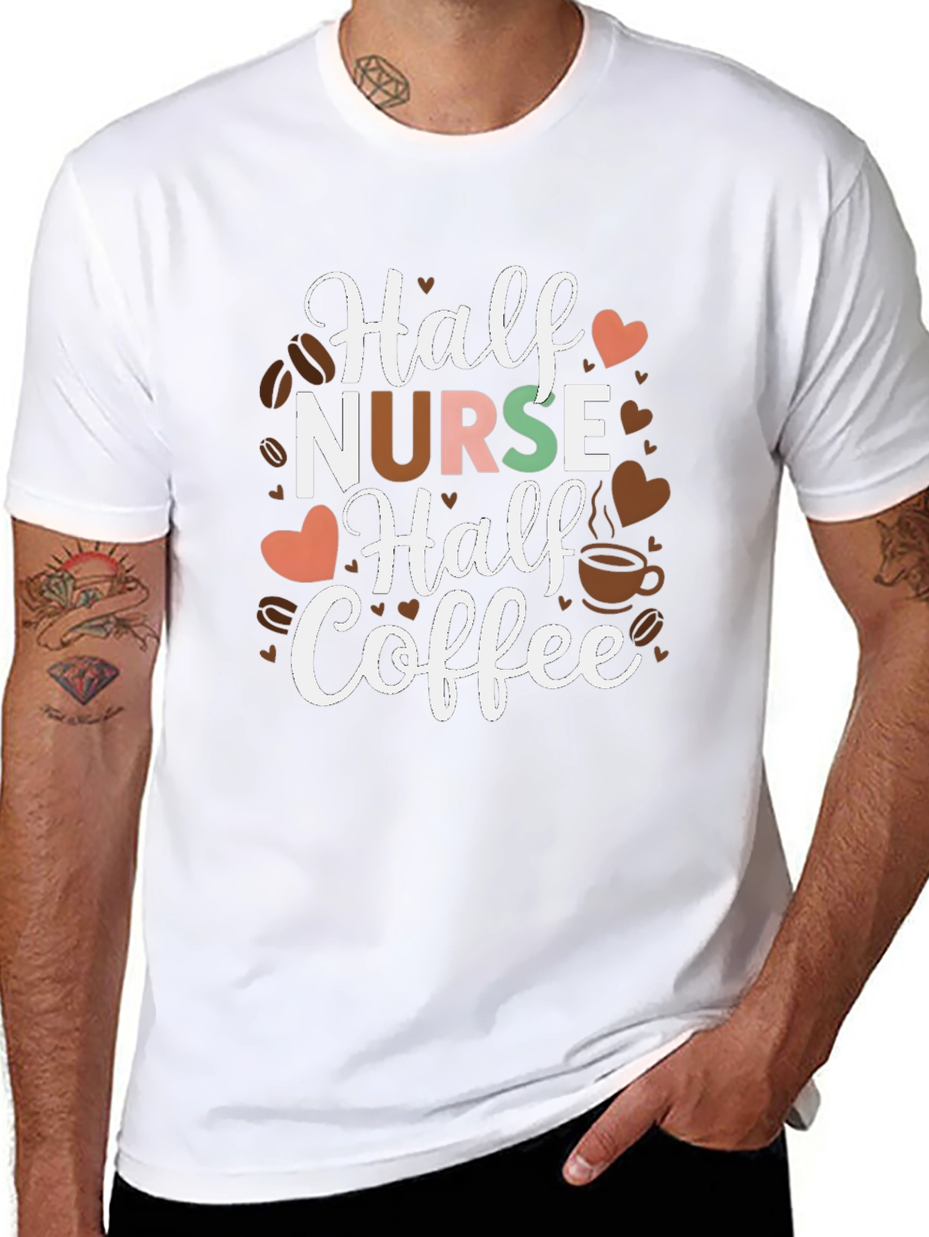 Camiseta Negra Mitad Enfermera Mitad Café