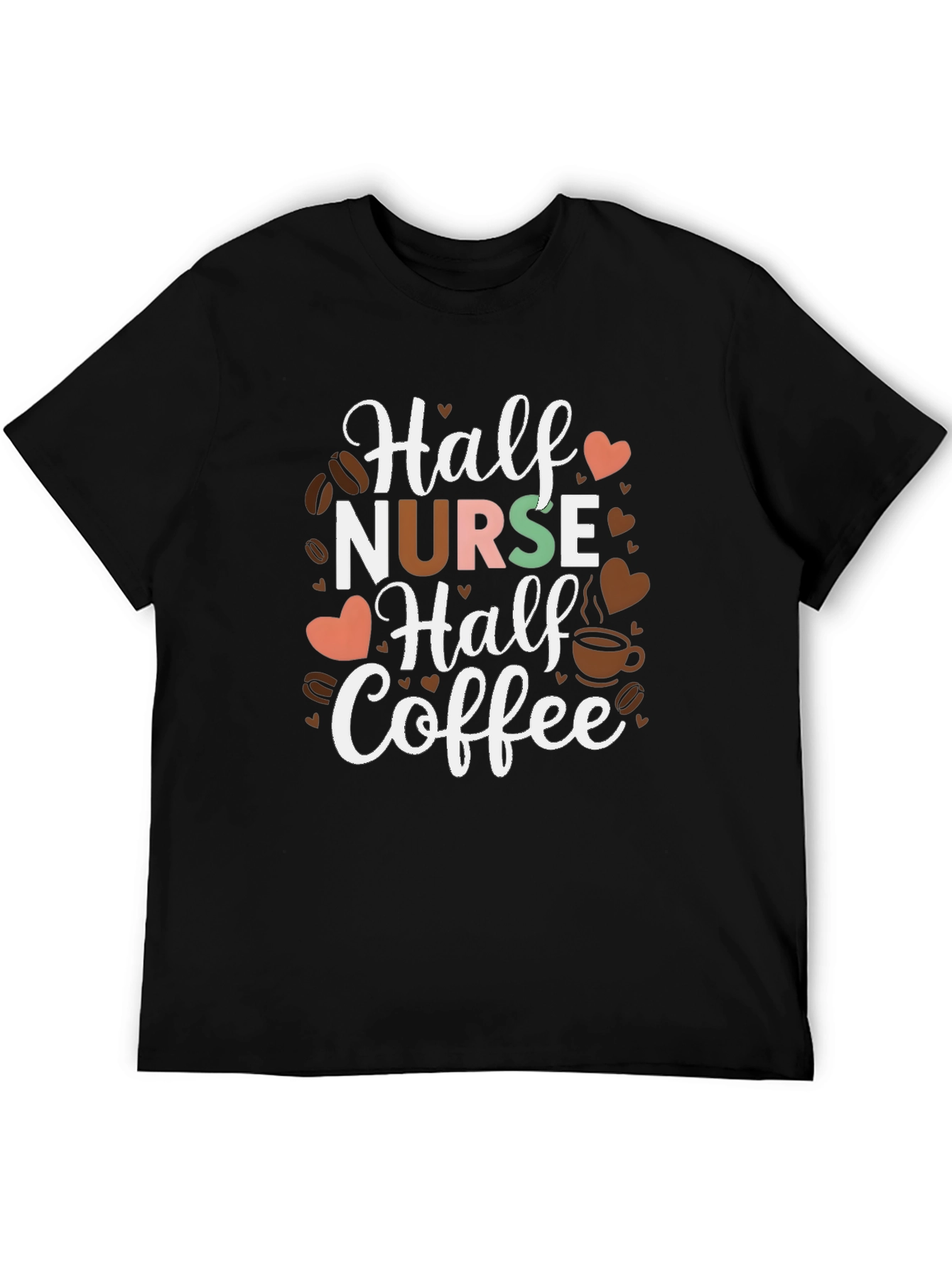 Camiseta Negra Mitad Enfermera Mitad Café