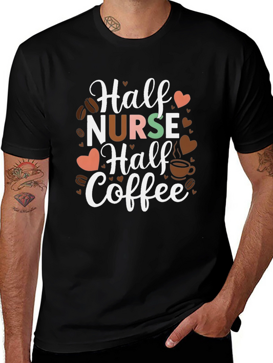 Camiseta Negra Mitad Enfermera Mitad Café