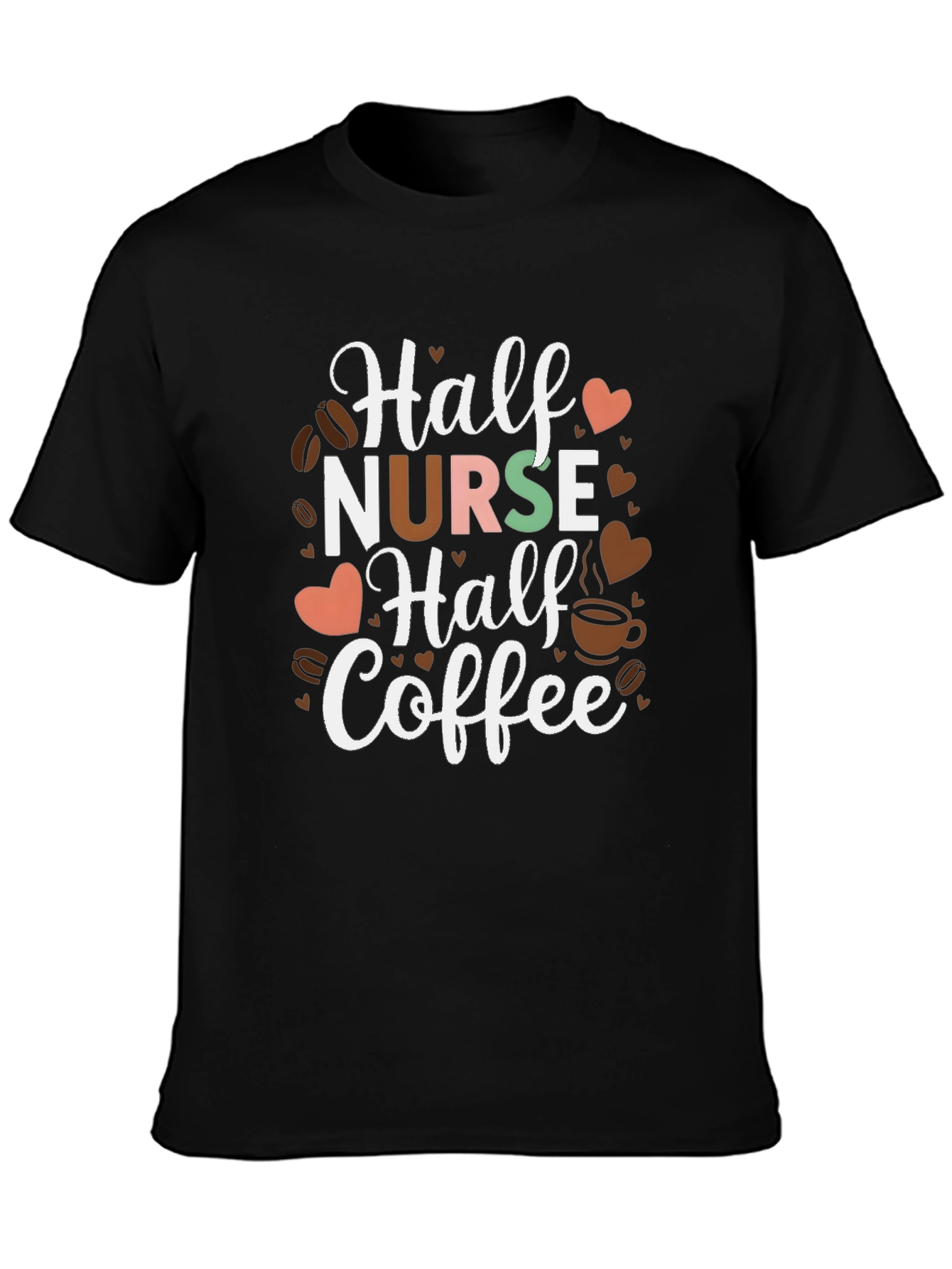 Camiseta Negra Mitad Enfermera Mitad Café