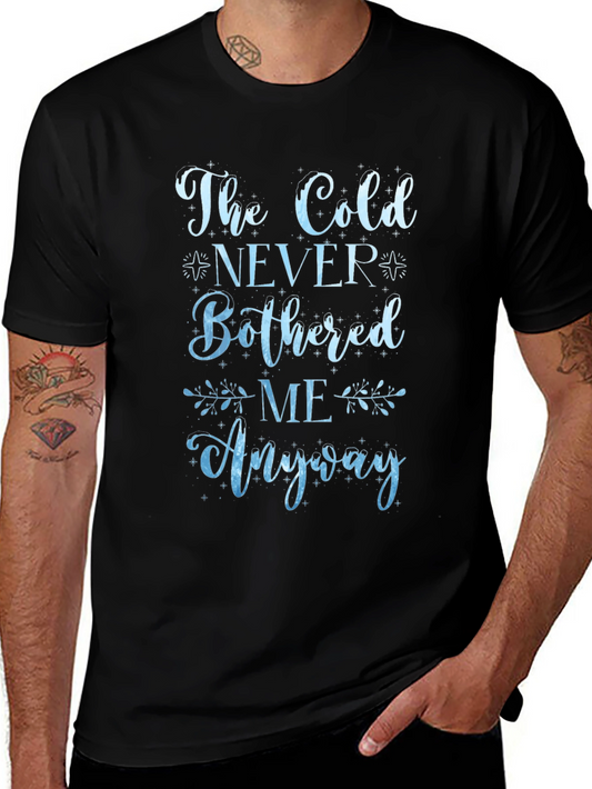 Camiseta Negra con Diseño The Cold Never Bothered Me Anyway