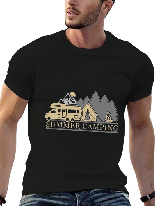 Camiseta Negra de Camping Verano