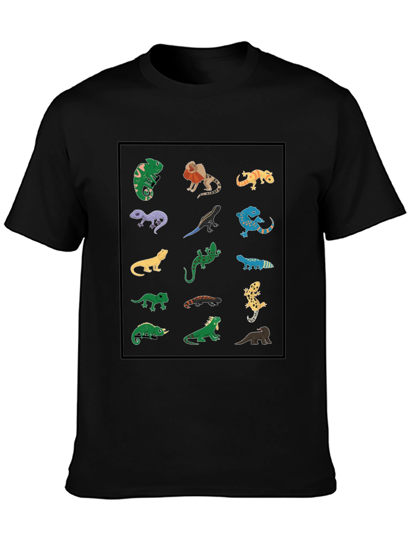 Camiseta Negra con Diseño de Reptiles