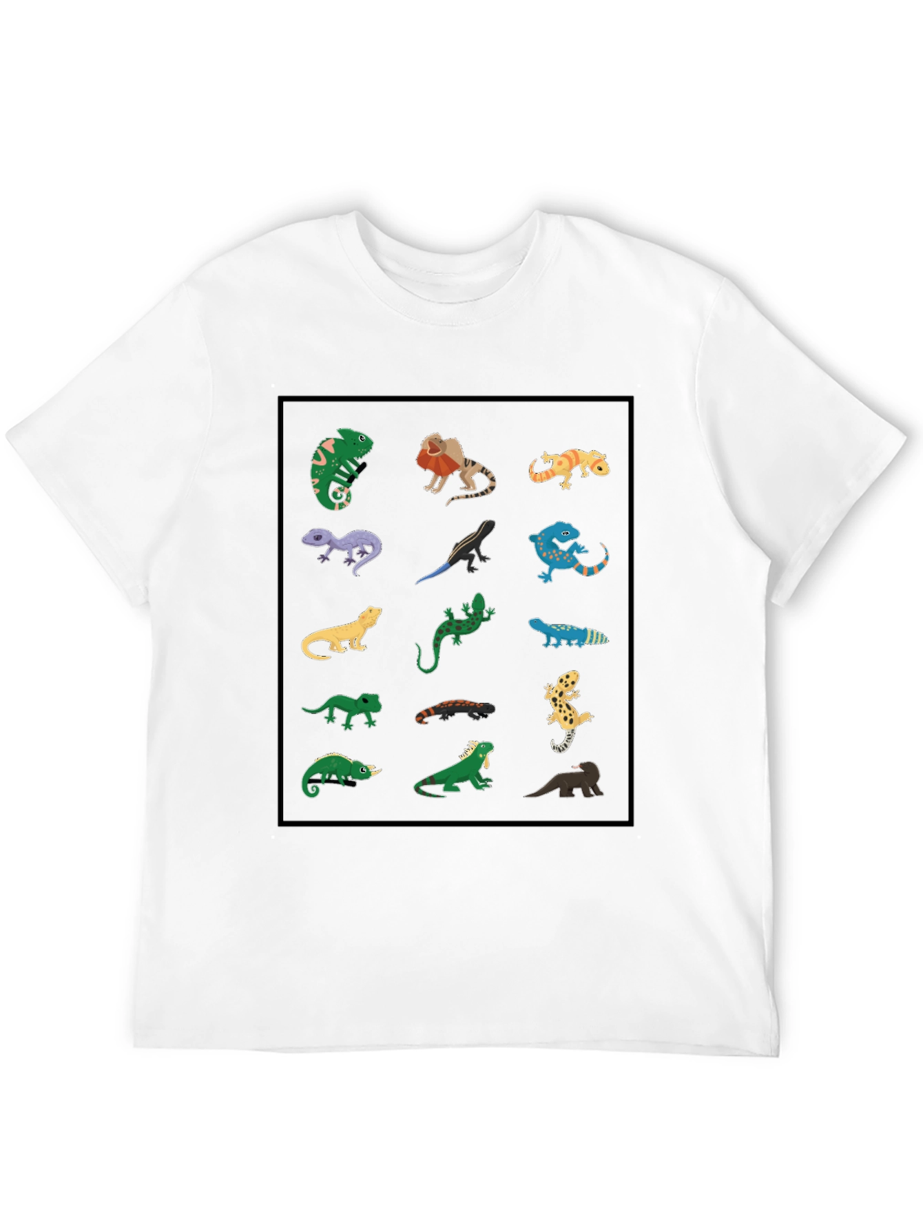 Camiseta Negra con Diseño de Reptiles
