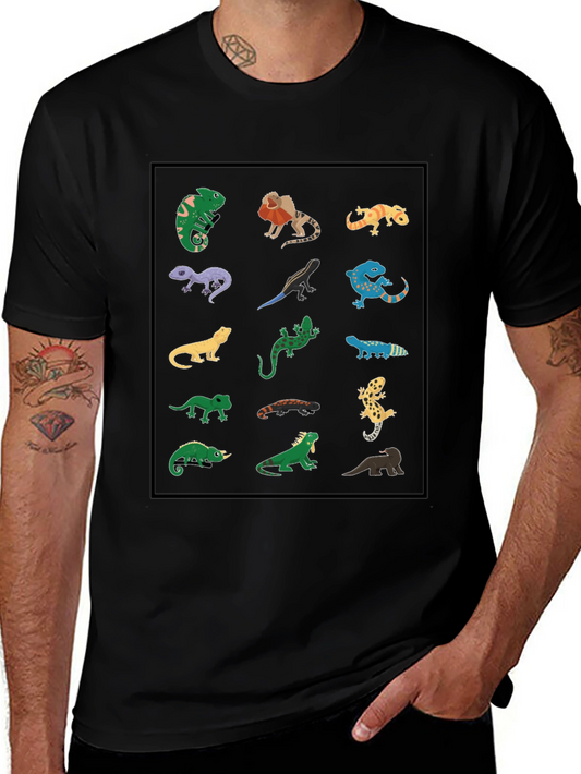 Camiseta Negra con Diseño de Reptiles
