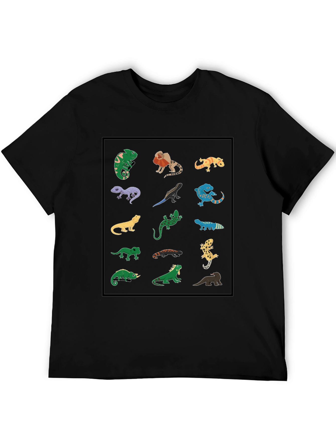 Camiseta Negra con Diseño de Reptiles
