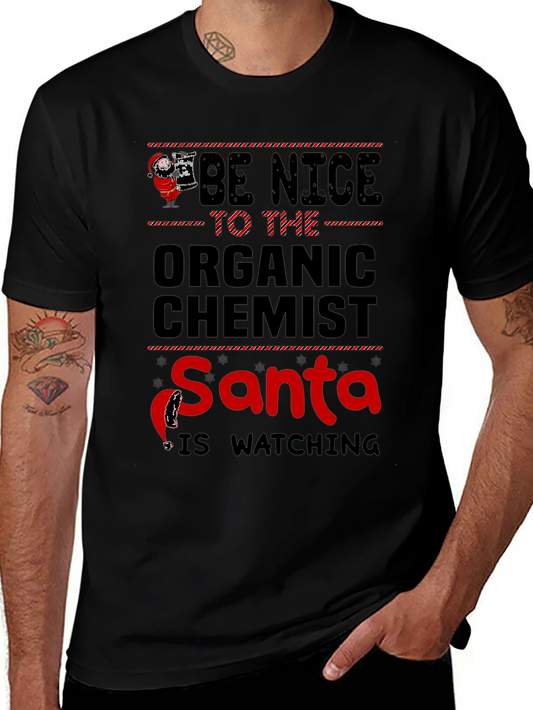 Camiseta Química Orgánica Navideña - Santa te Vigila