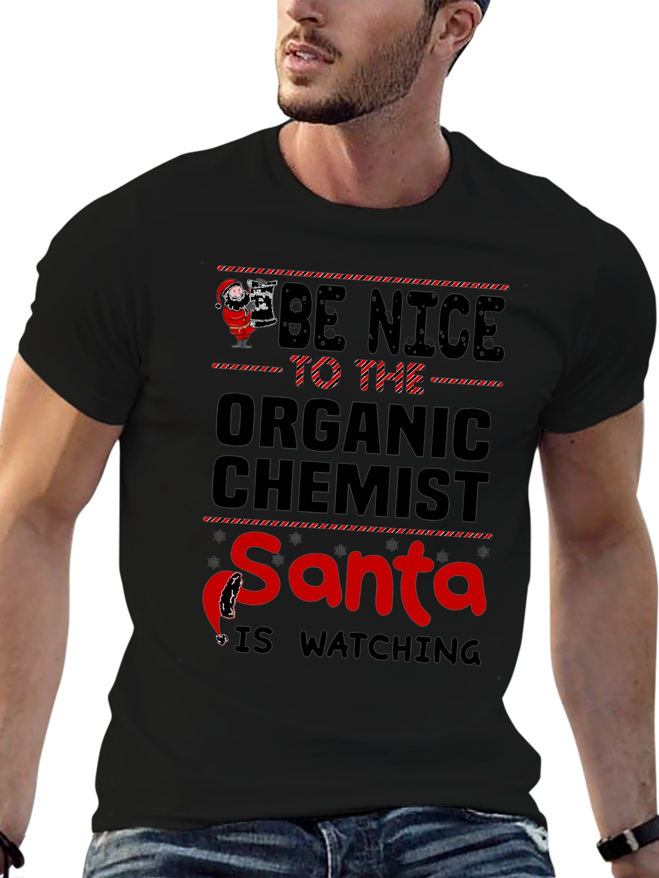 Camiseta Química Orgánica Navideña - Santa te Vigila