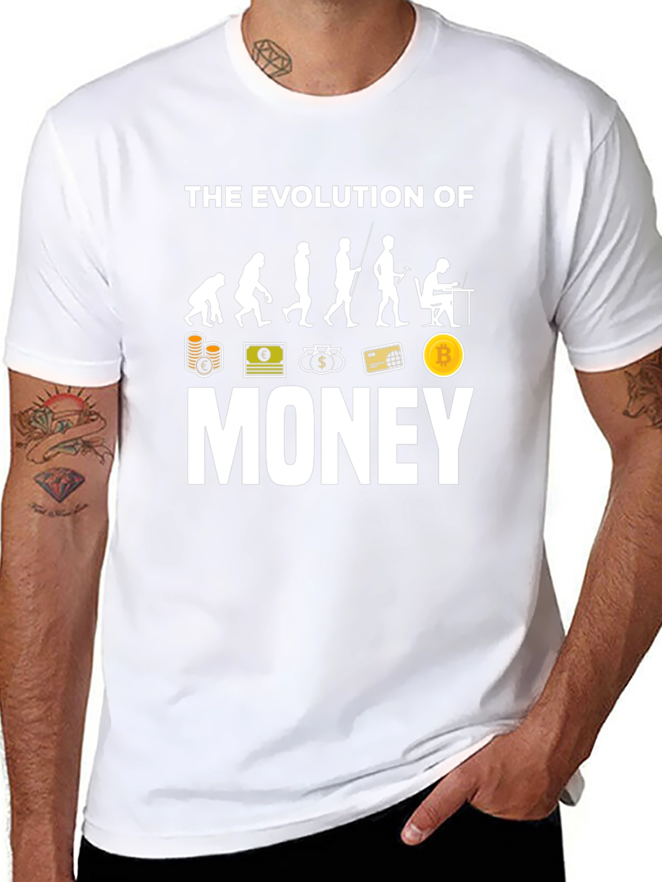 Camiseta Negra Evolución del Dinero Bitcoin