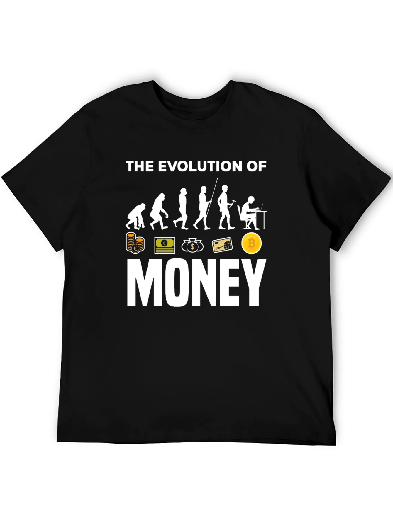 Camiseta Negra Evolución del Dinero Bitcoin