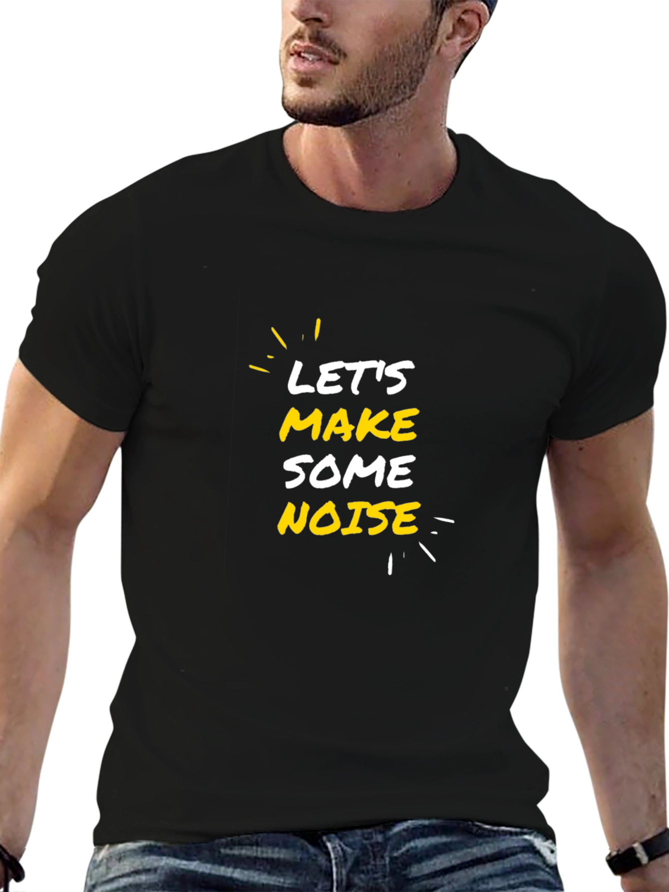 Camiseta Negra con Diseño Lets Make Some Noise