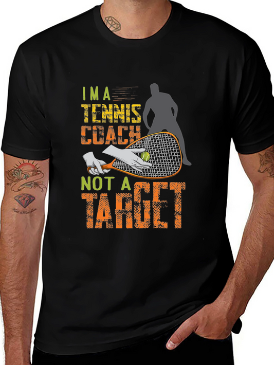 Camiseta Negra de Entrenador de Tenis - Diseño Divertido