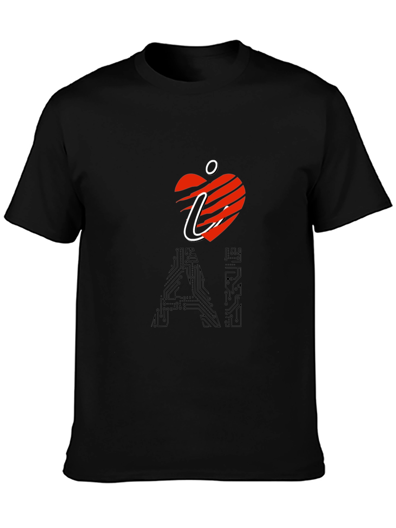 Camiseta Negra I Heart AI para Hombre