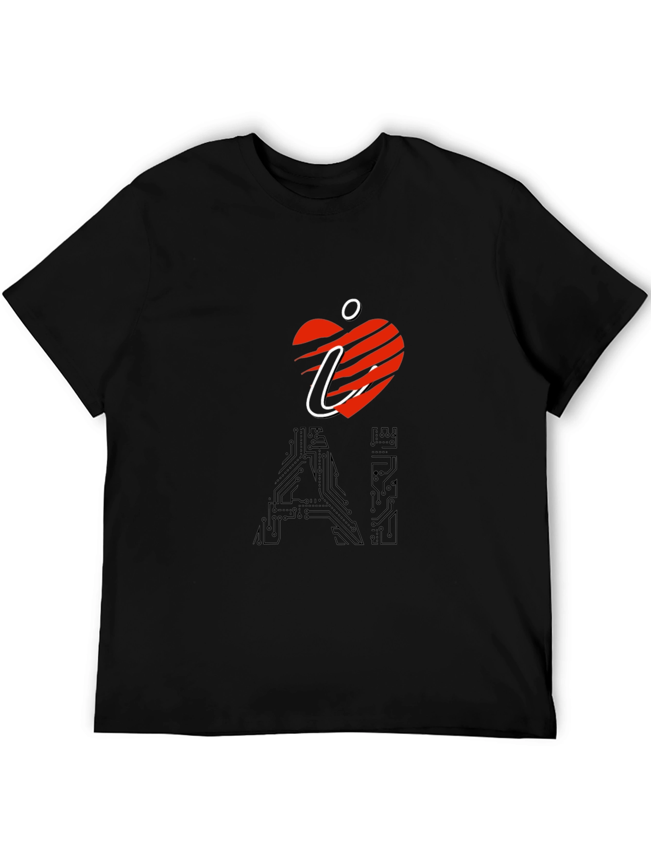 Camiseta Negra I Heart AI para Hombre