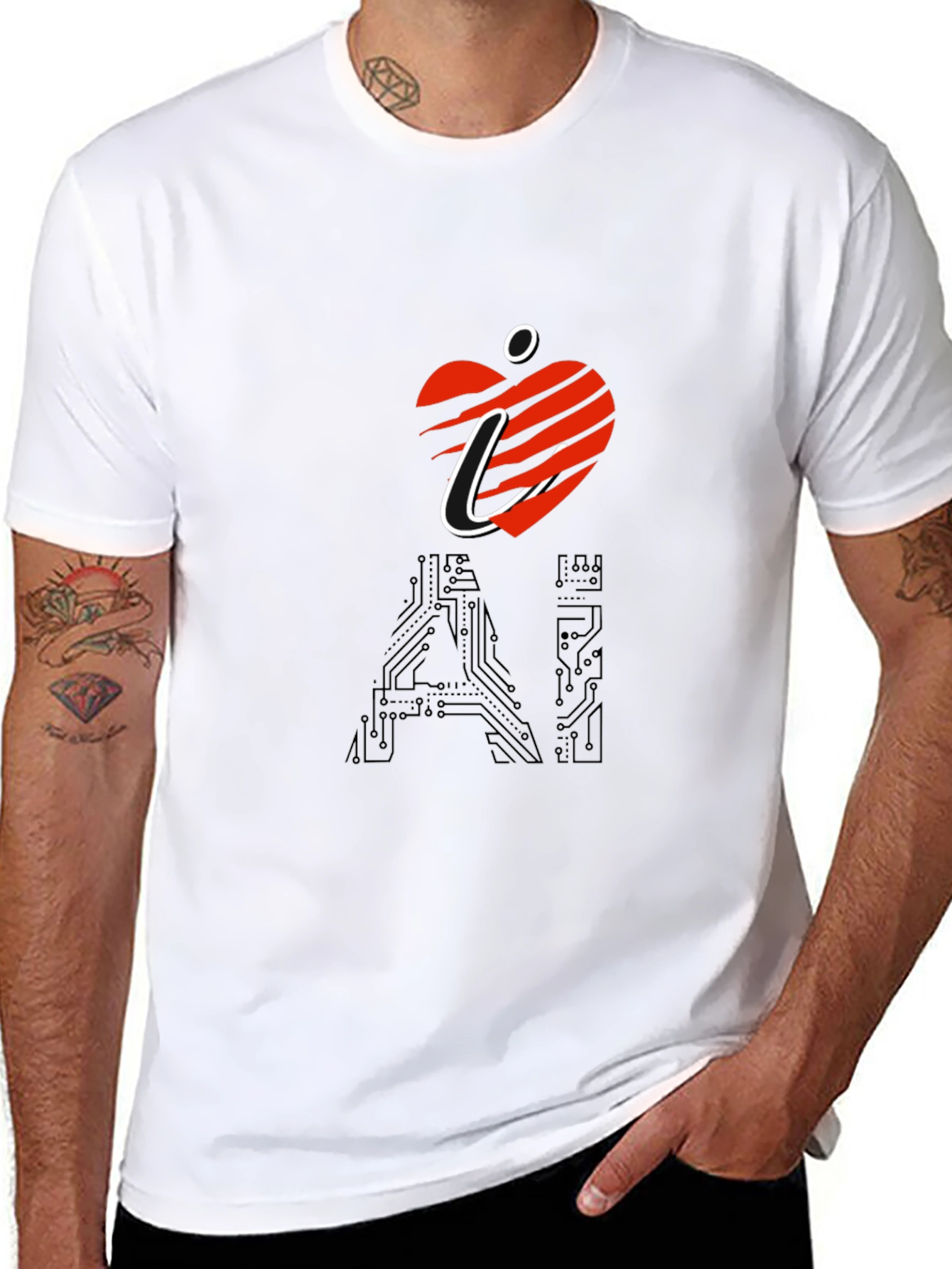 Camiseta Negra I Heart AI para Hombre