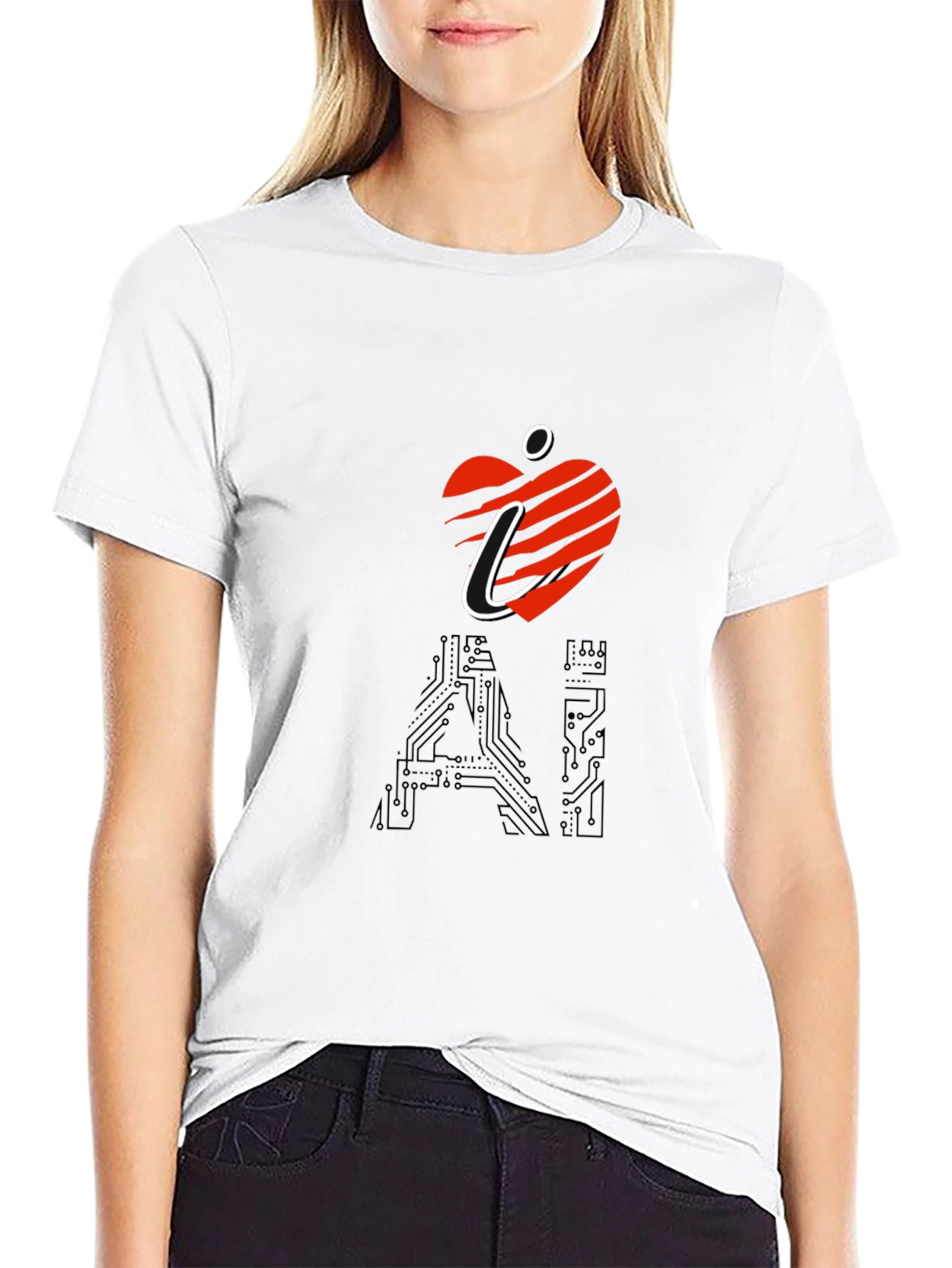 Camiseta Negra I Heart AI para Hombre