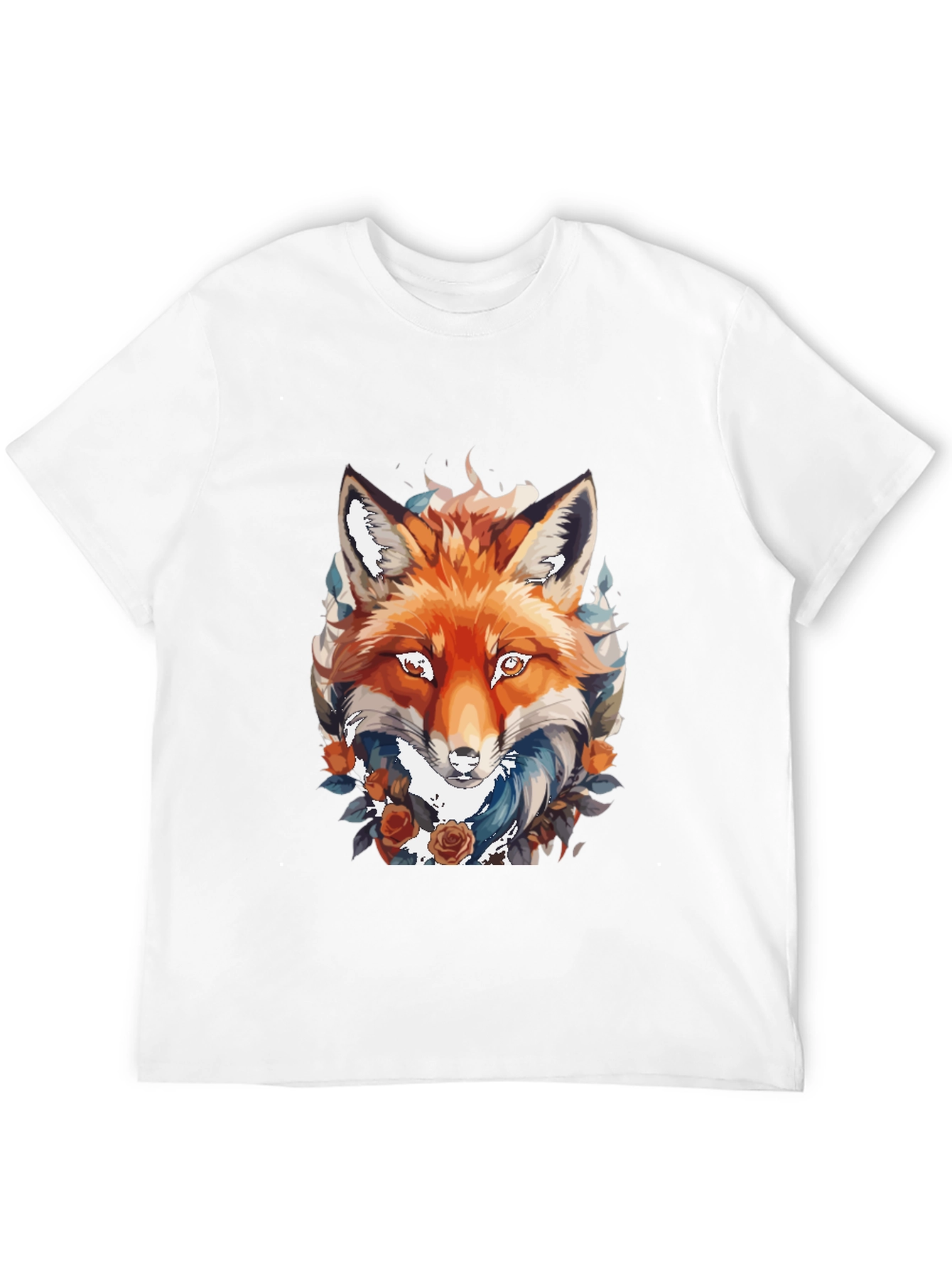 Camiseta Negra con Diseño de Zorro Floral