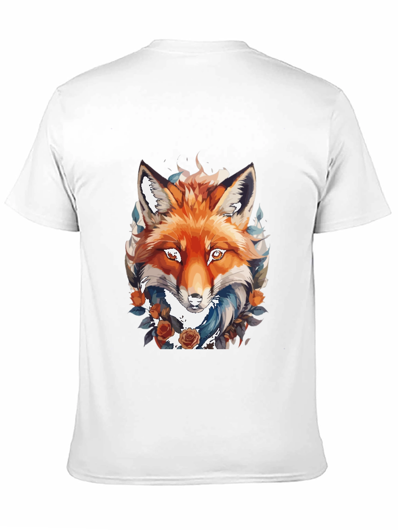 Camiseta Negra con Diseño de Zorro Floral