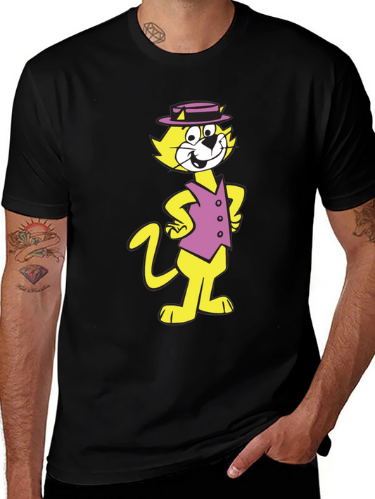 Camiseta Negra con Diseño de Gato Animado