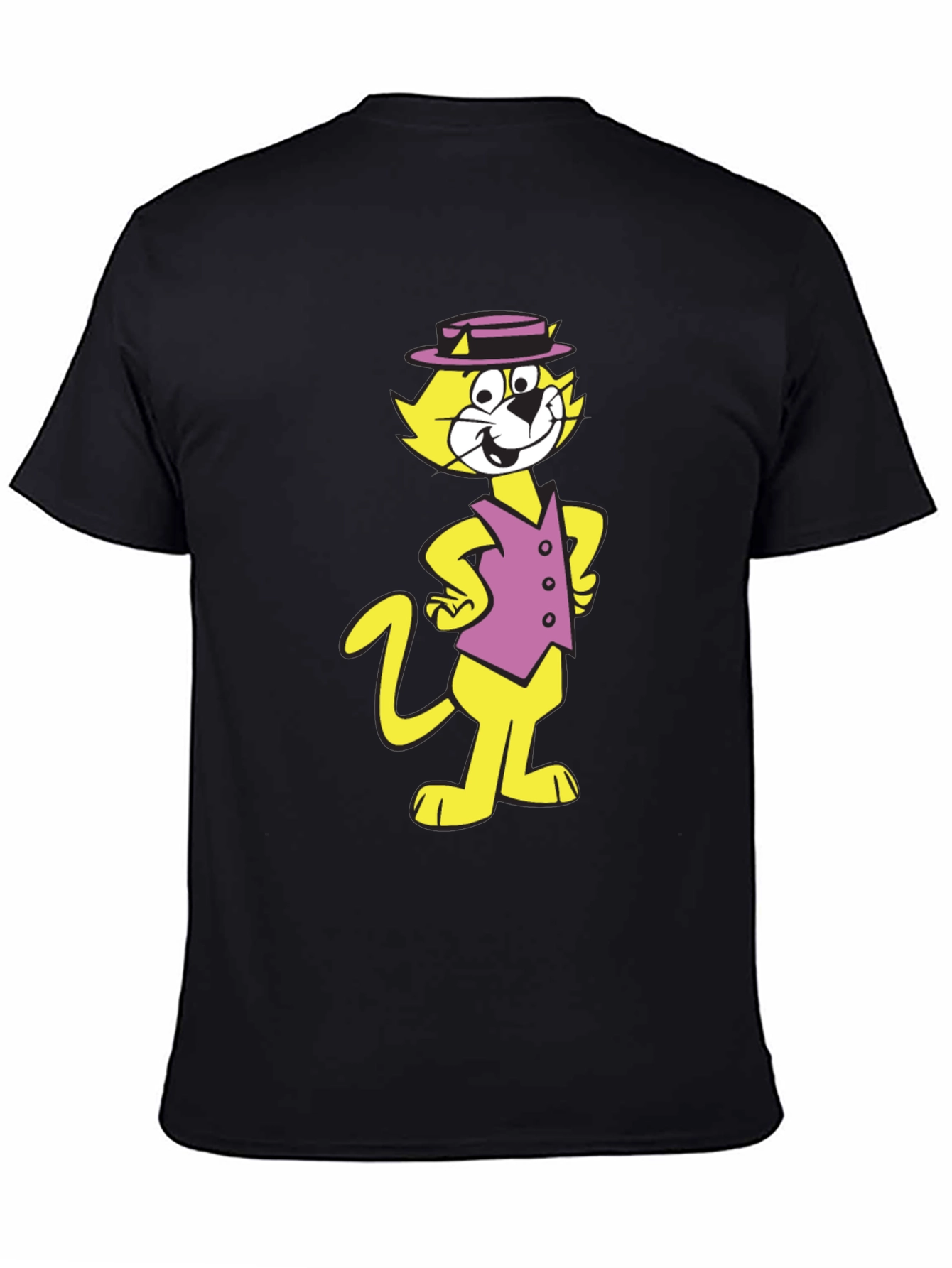 Camiseta Negra con Diseño de Gato Animado