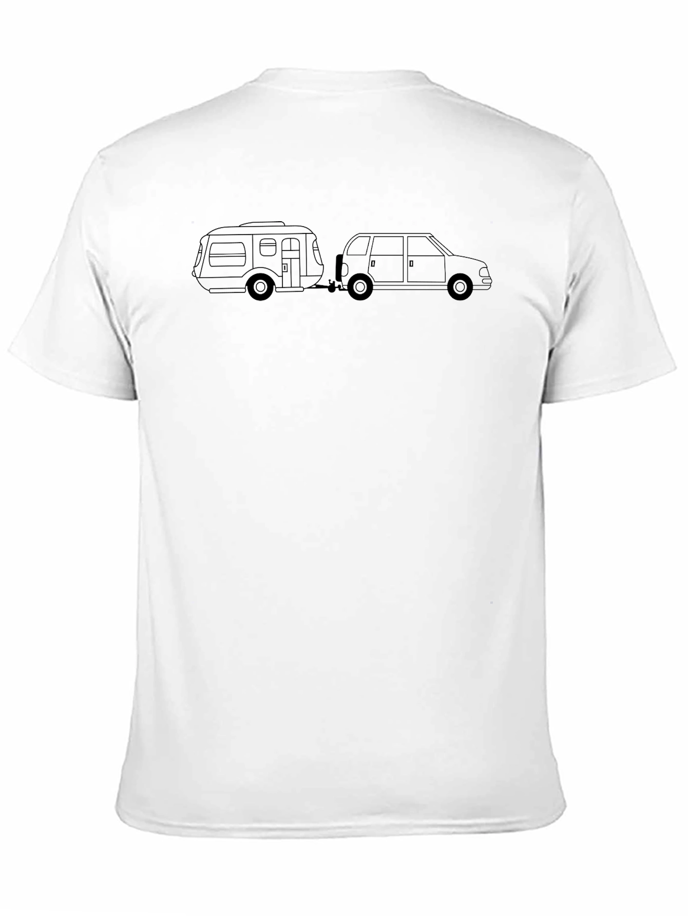 Camiseta Negra con Diseño de Caravana y Coche