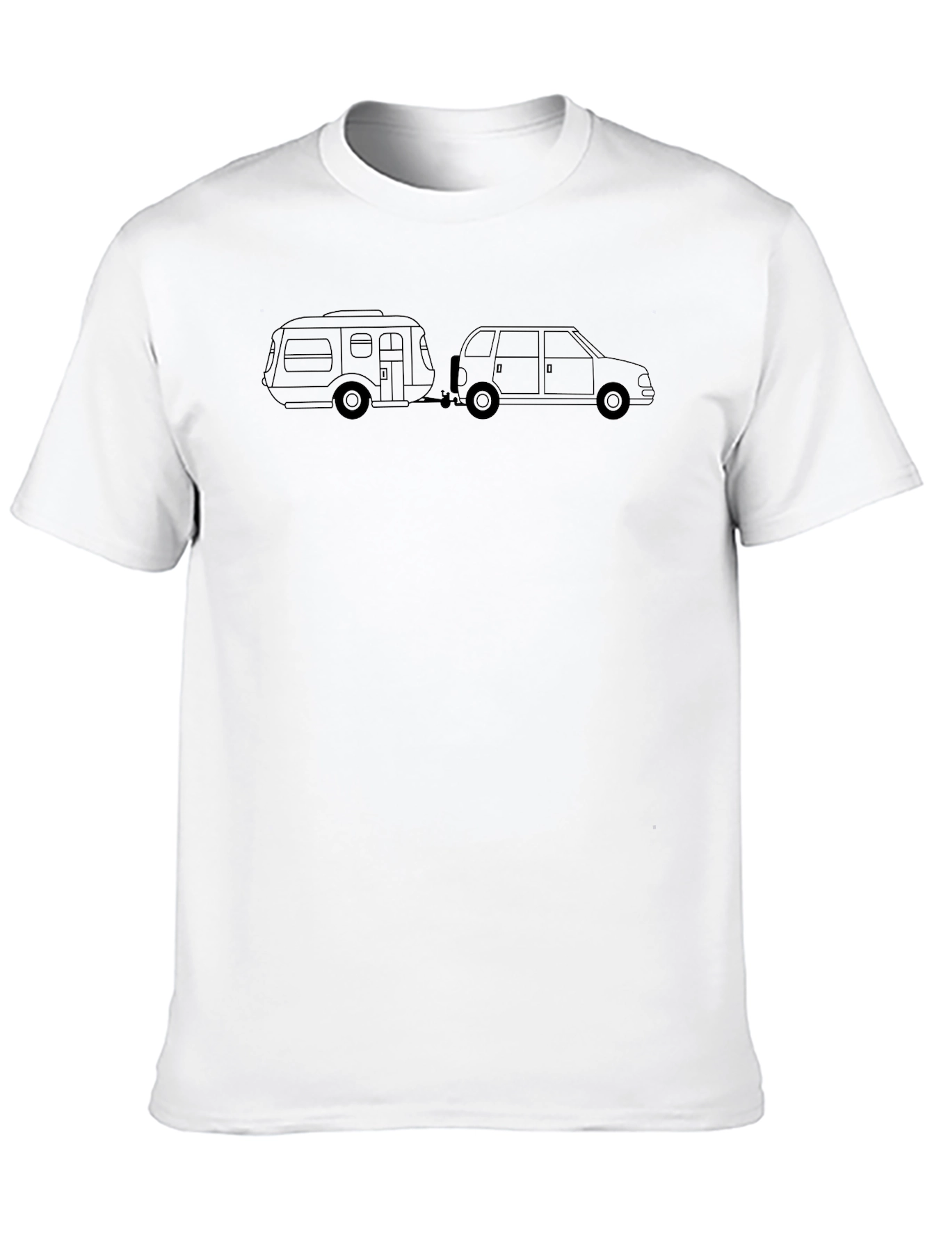 Camiseta Negra con Diseño de Caravana y Coche