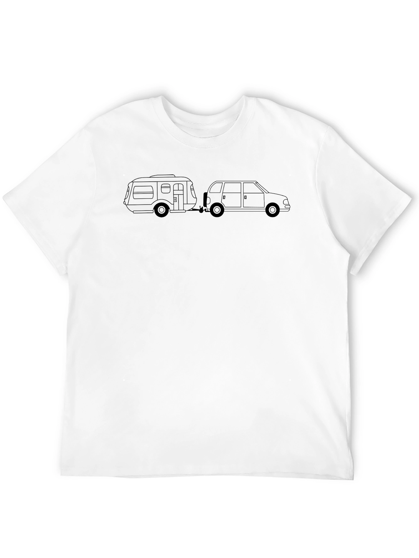 Camiseta Negra con Diseño de Caravana y Coche
