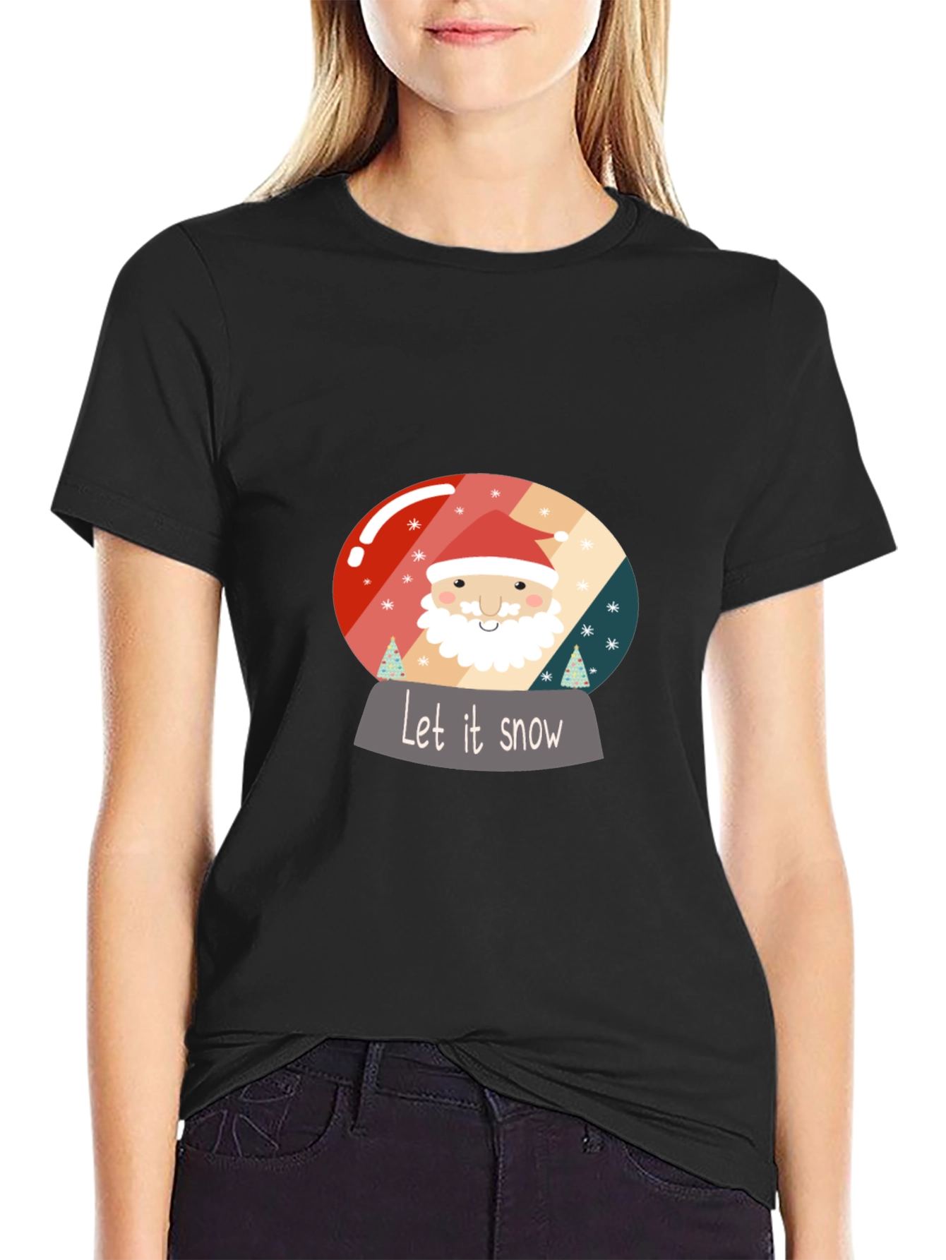 Camiseta Navideña Let It Snow Negra