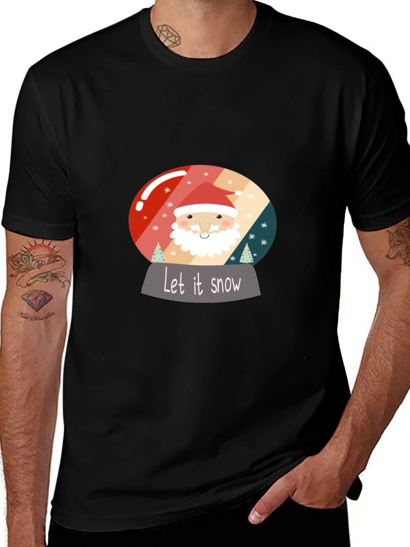 Camiseta Navideña Let It Snow Negra