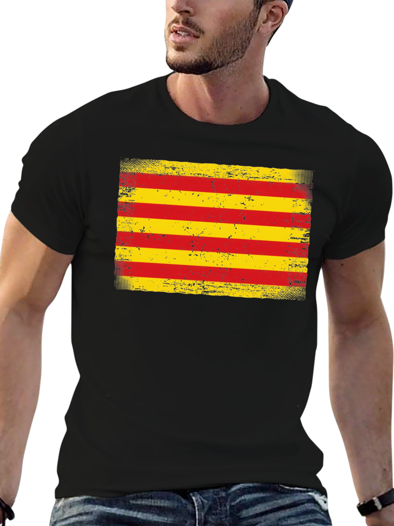 Camiseta Bandera Cataluña Hombre - Diseño Retro