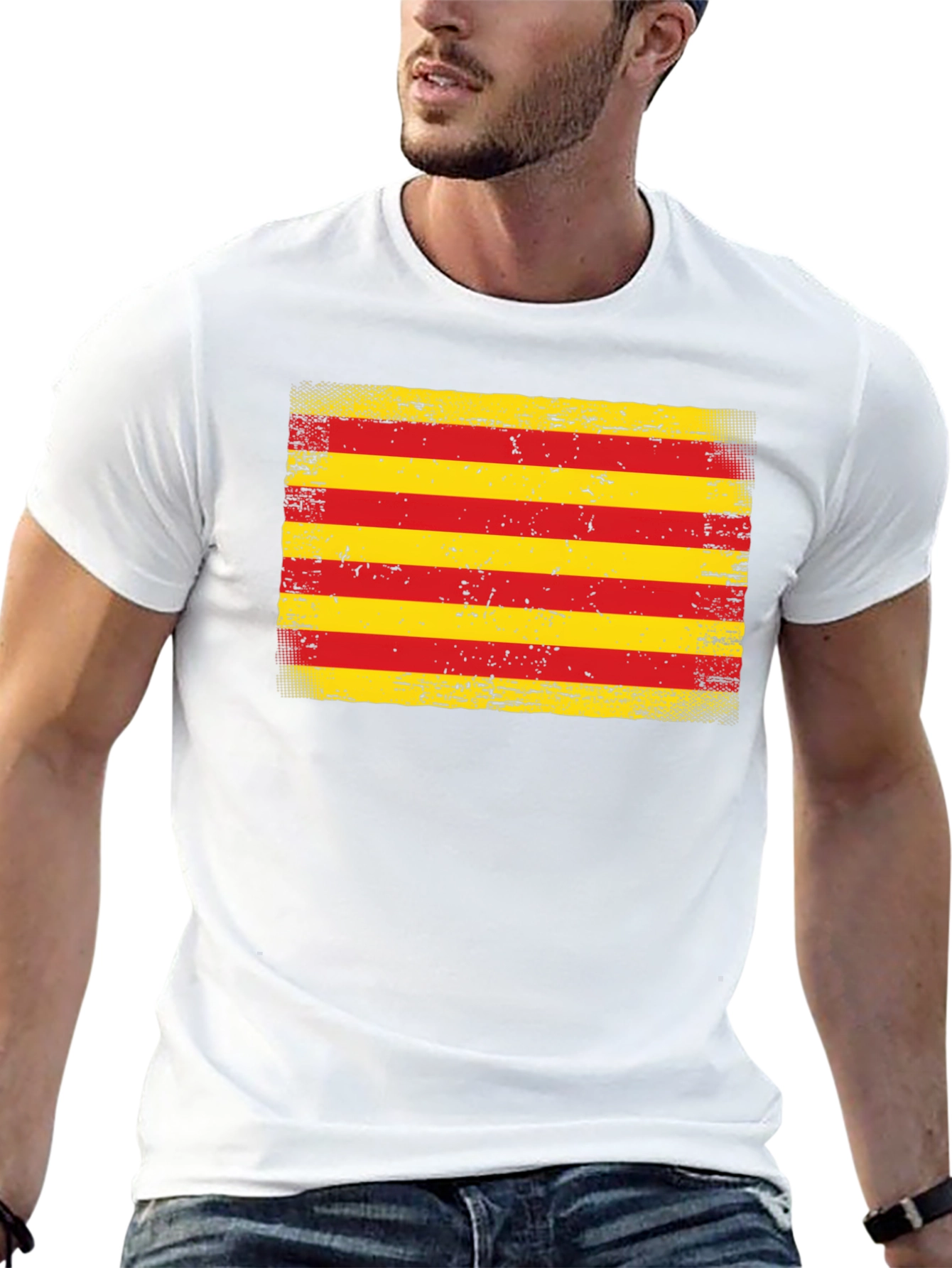 Camiseta Bandera Cataluña Hombre - Diseño Retro