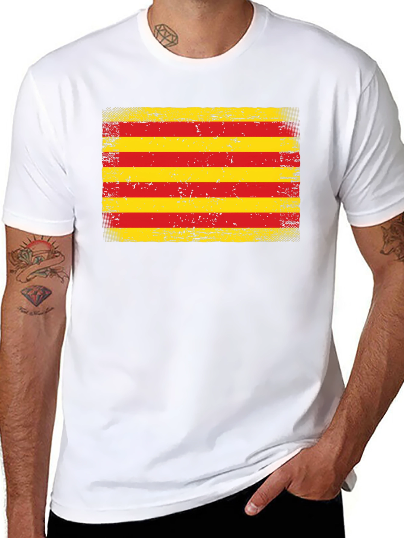 Camiseta Bandera Cataluña Hombre - Diseño Retro