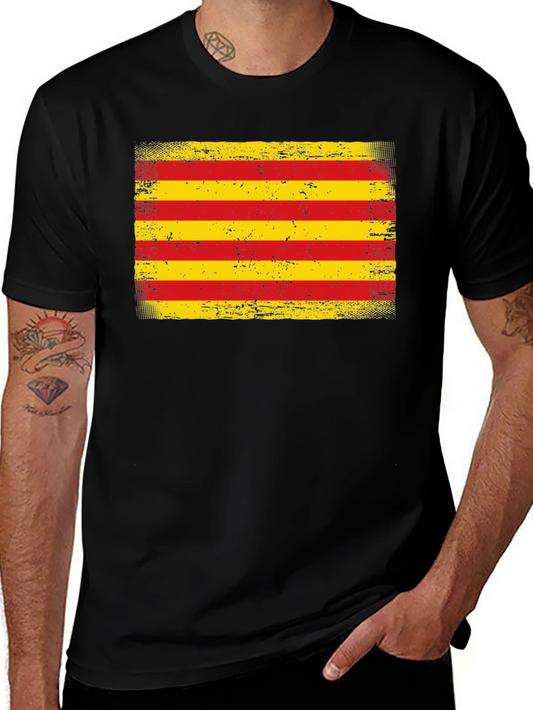 Camiseta Bandera Cataluña Hombre - Diseño Retro
