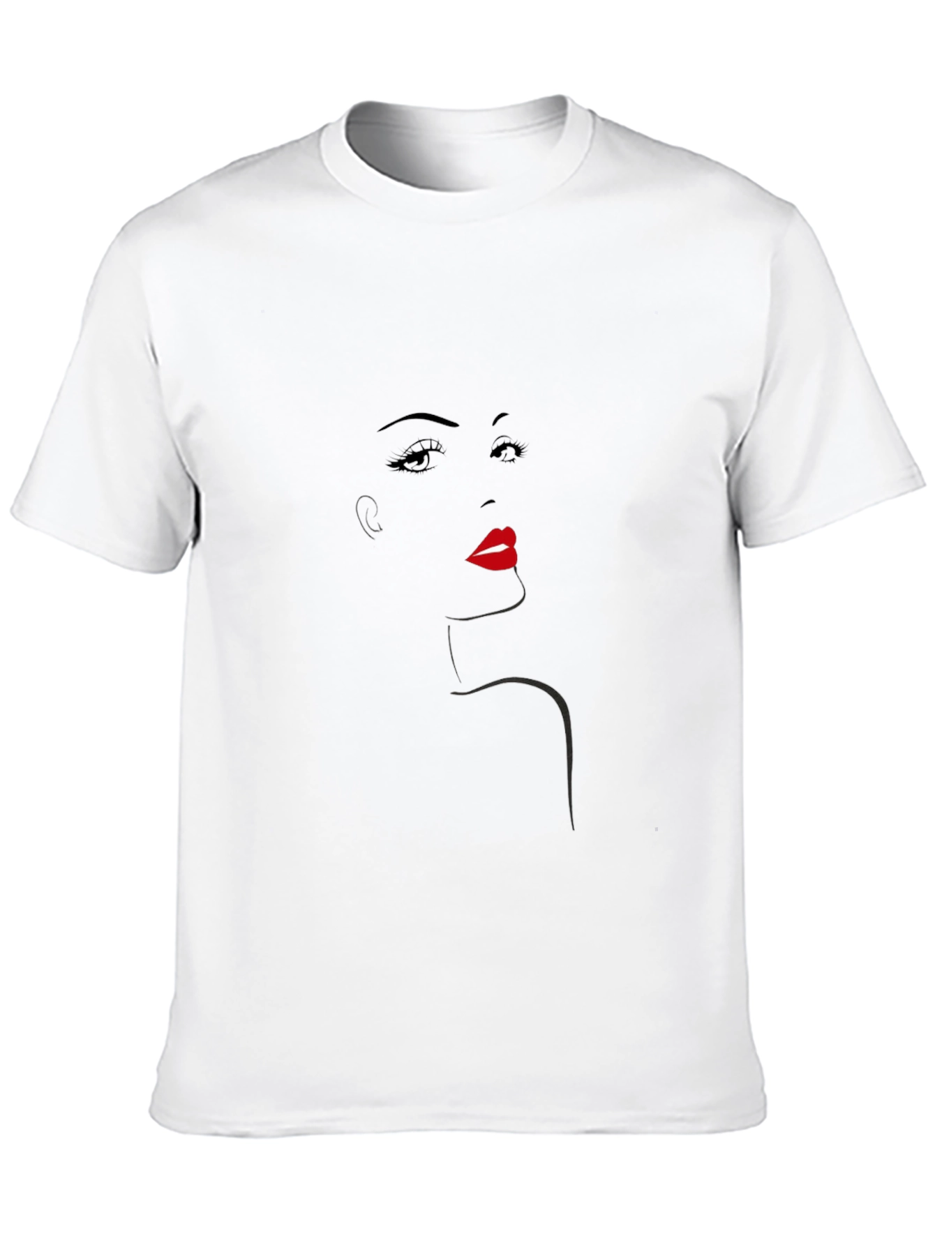 Camiseta Negra con Diseño Abstracto de Rostro Femenino