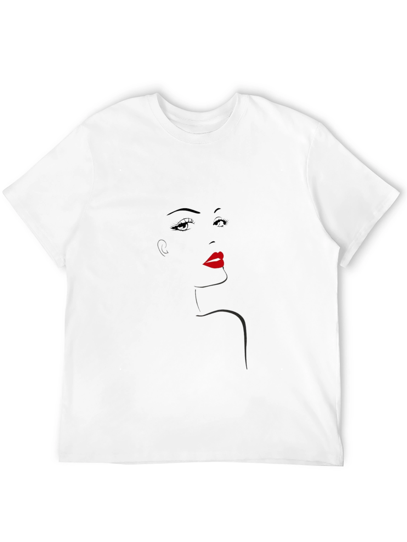 Camiseta Negra con Diseño Abstracto de Rostro Femenino