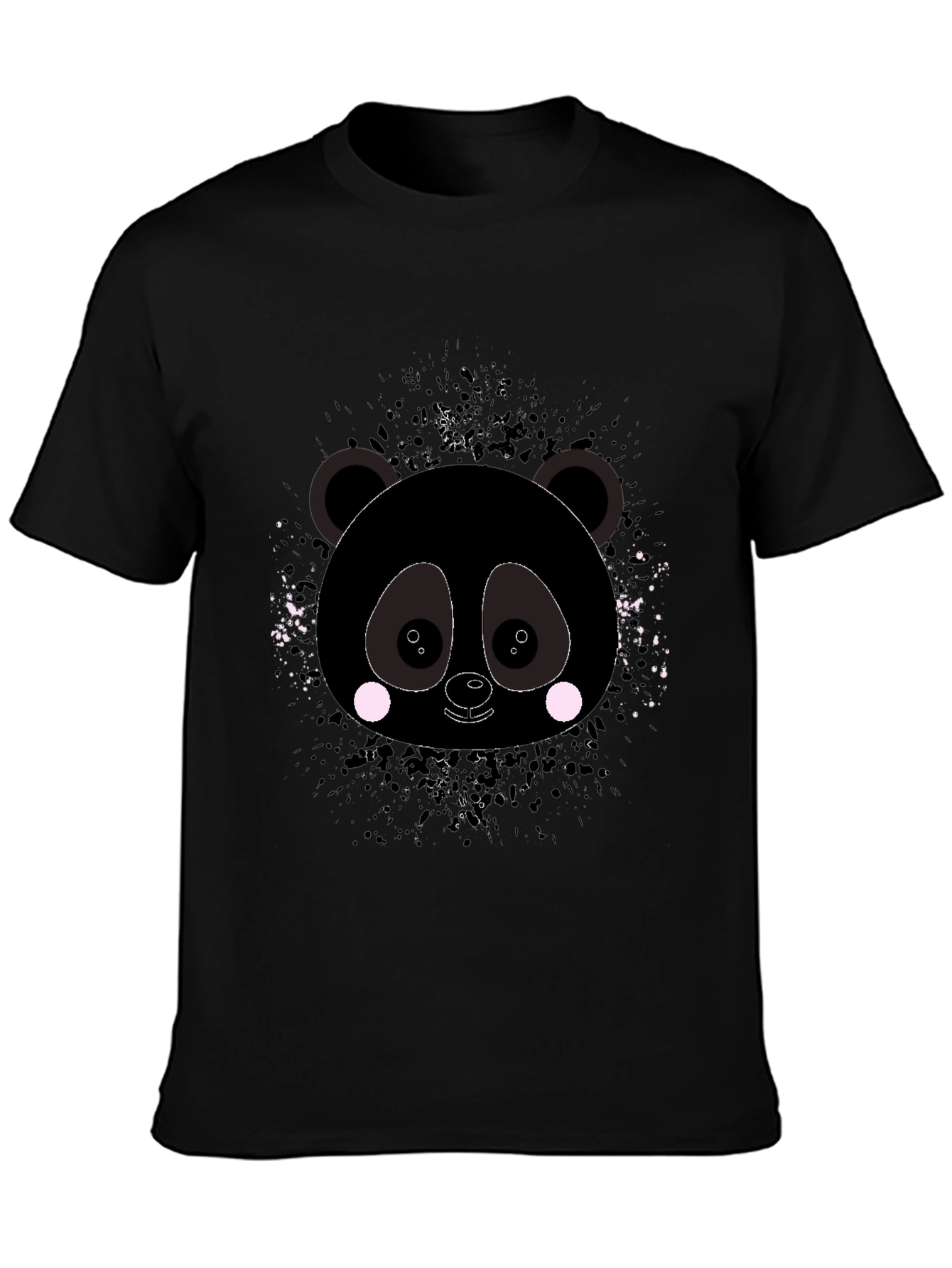 Camiseta Negra con Estampado de Panda Abstracto