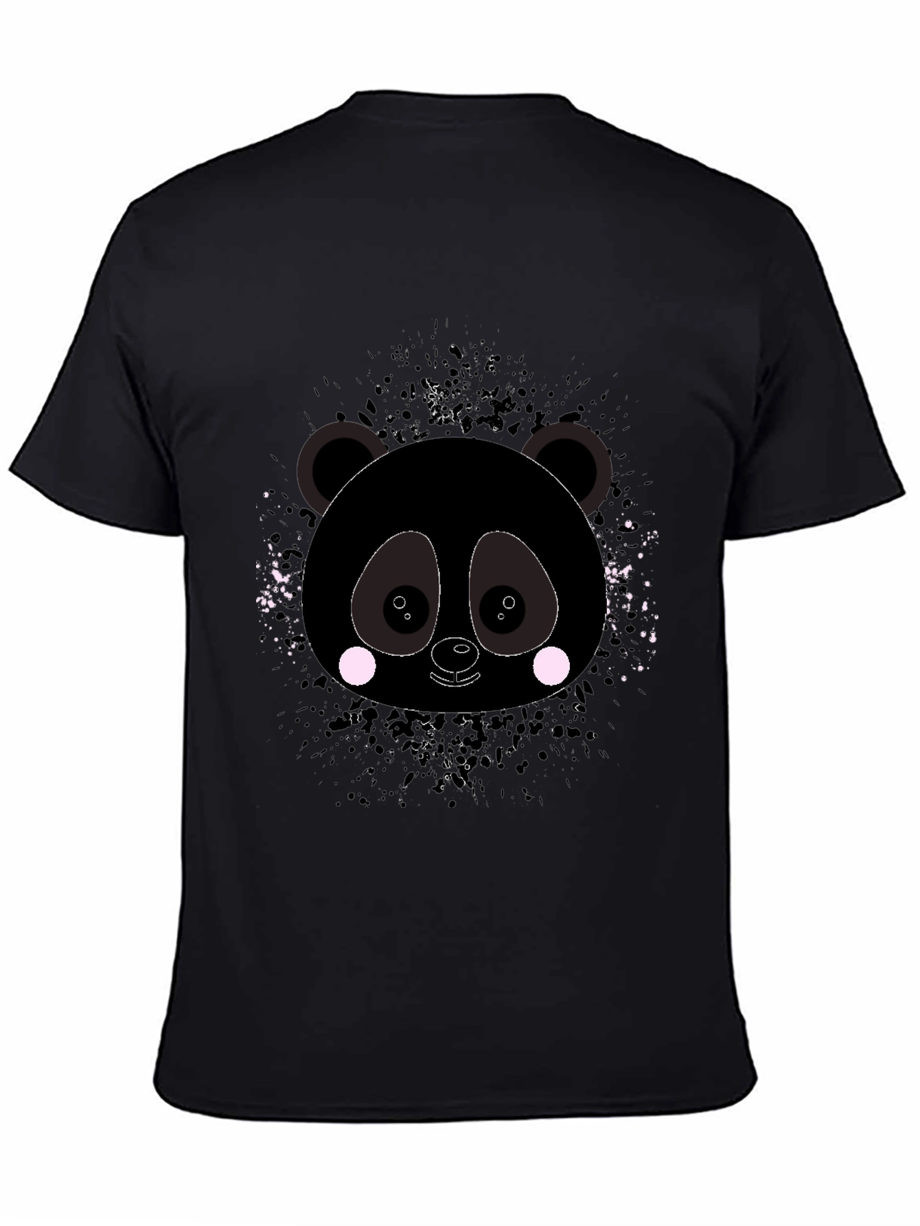 Camiseta Negra con Estampado de Panda Abstracto