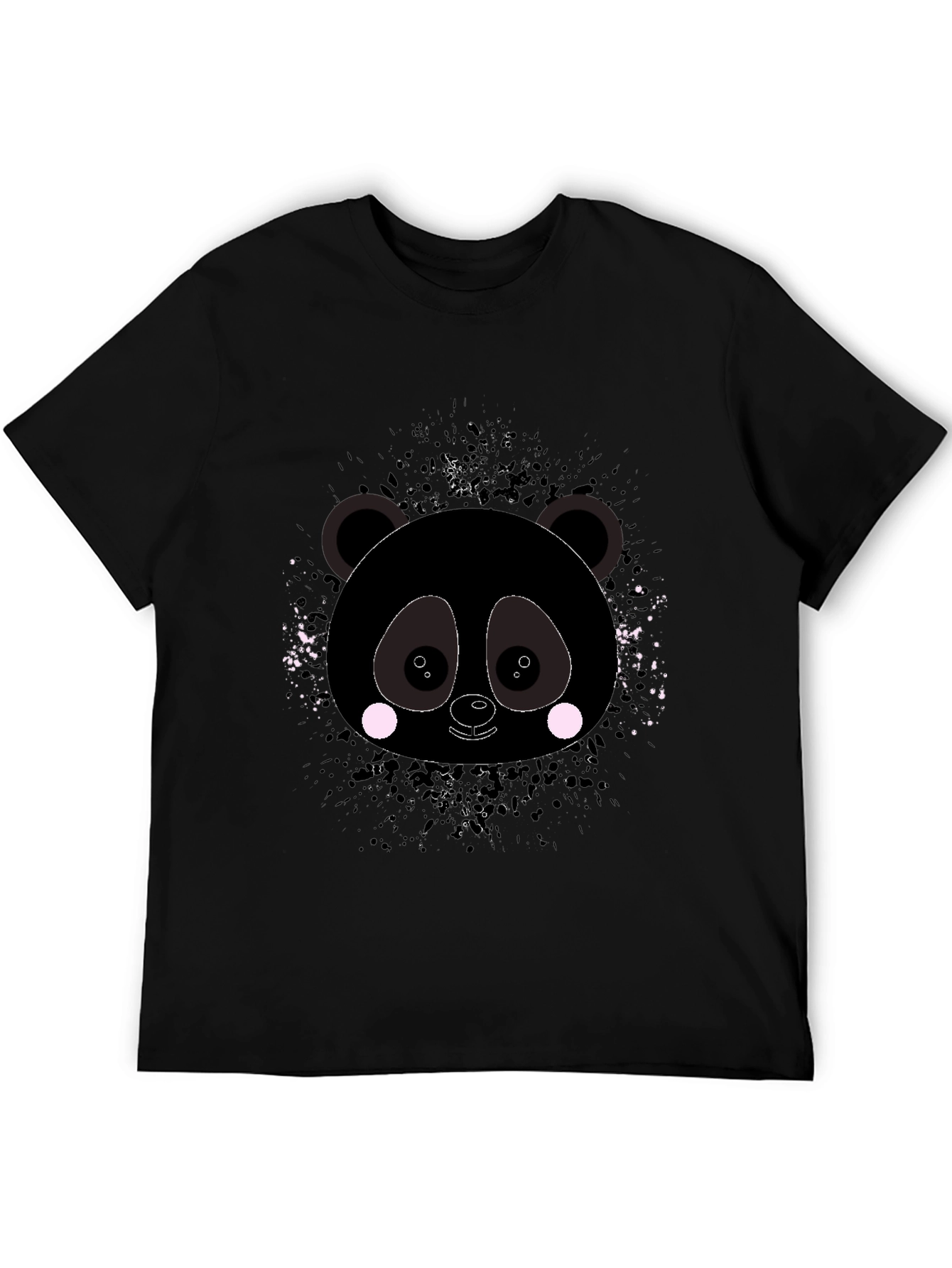 Camiseta Negra con Estampado de Panda Abstracto