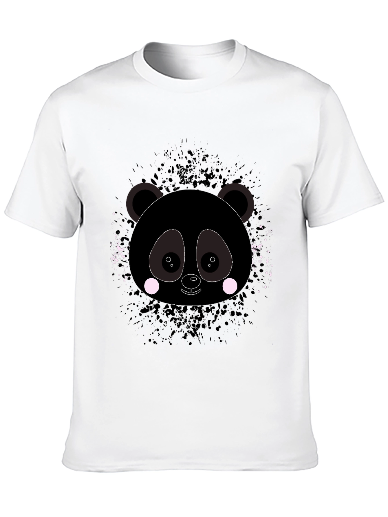 Camiseta Negra con Estampado de Panda Abstracto