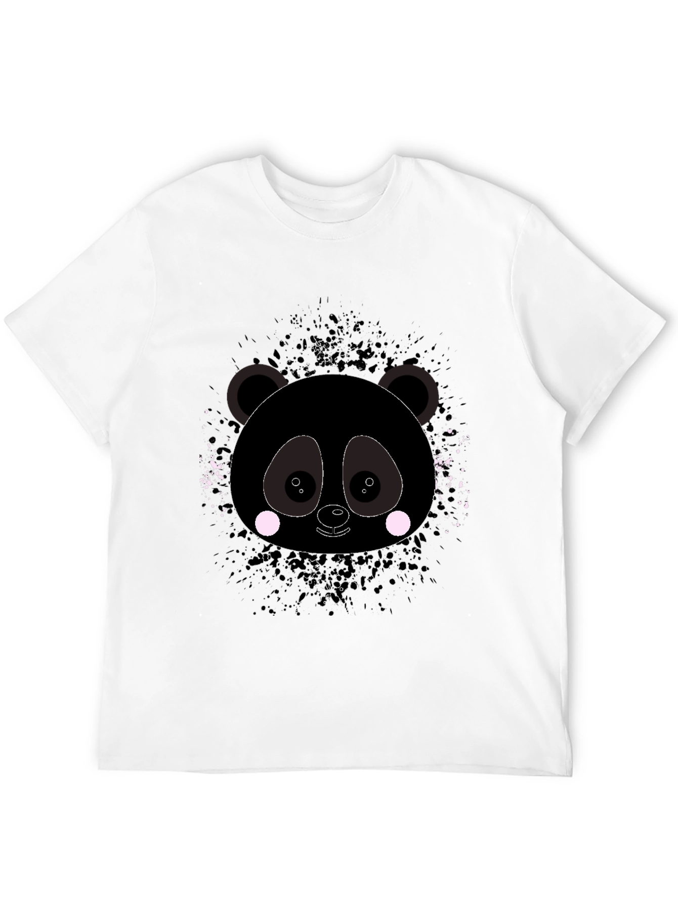Camiseta Negra con Estampado de Panda Abstracto