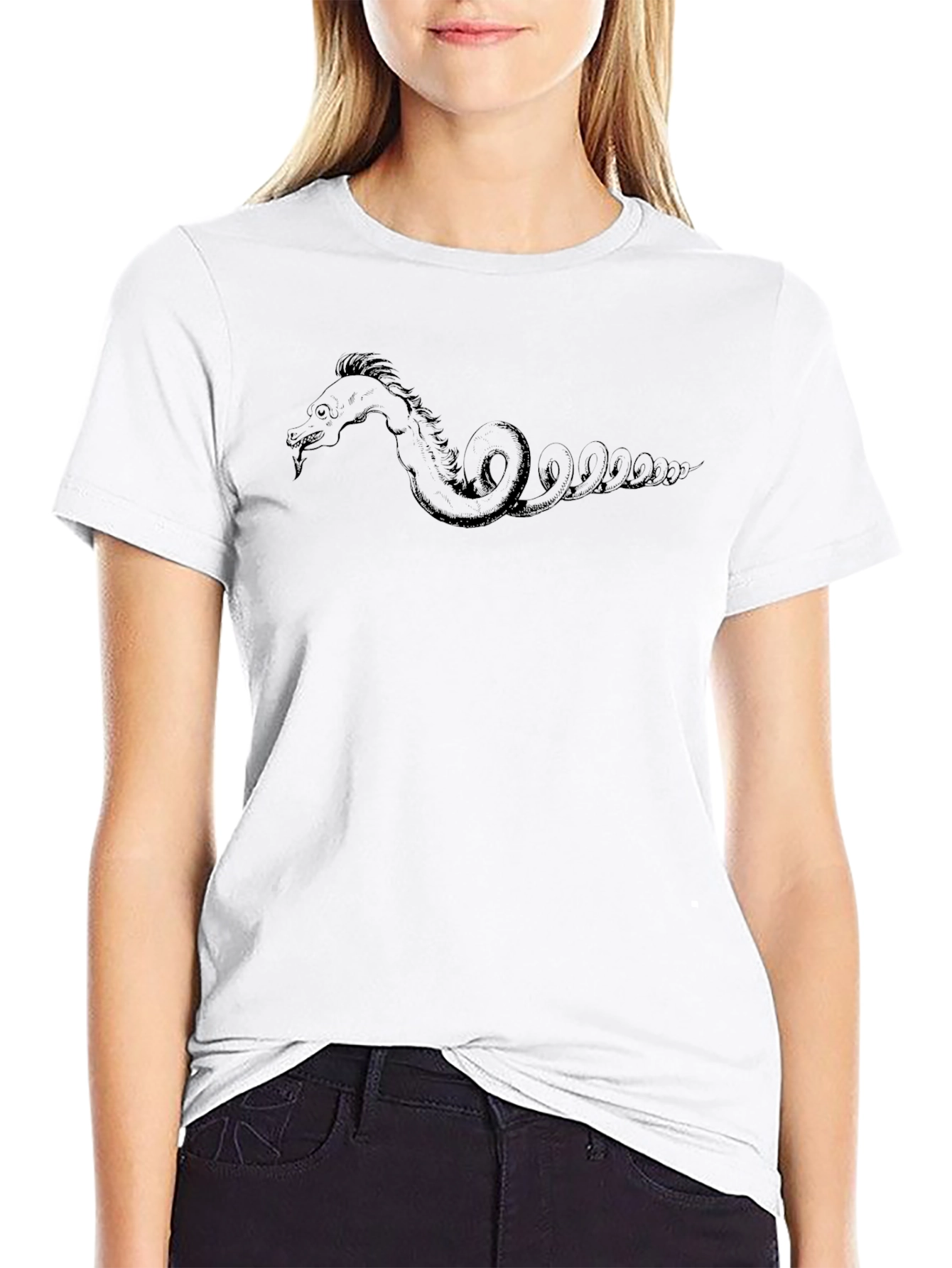 Camiseta Negra con Diseño de Monstruo Marino